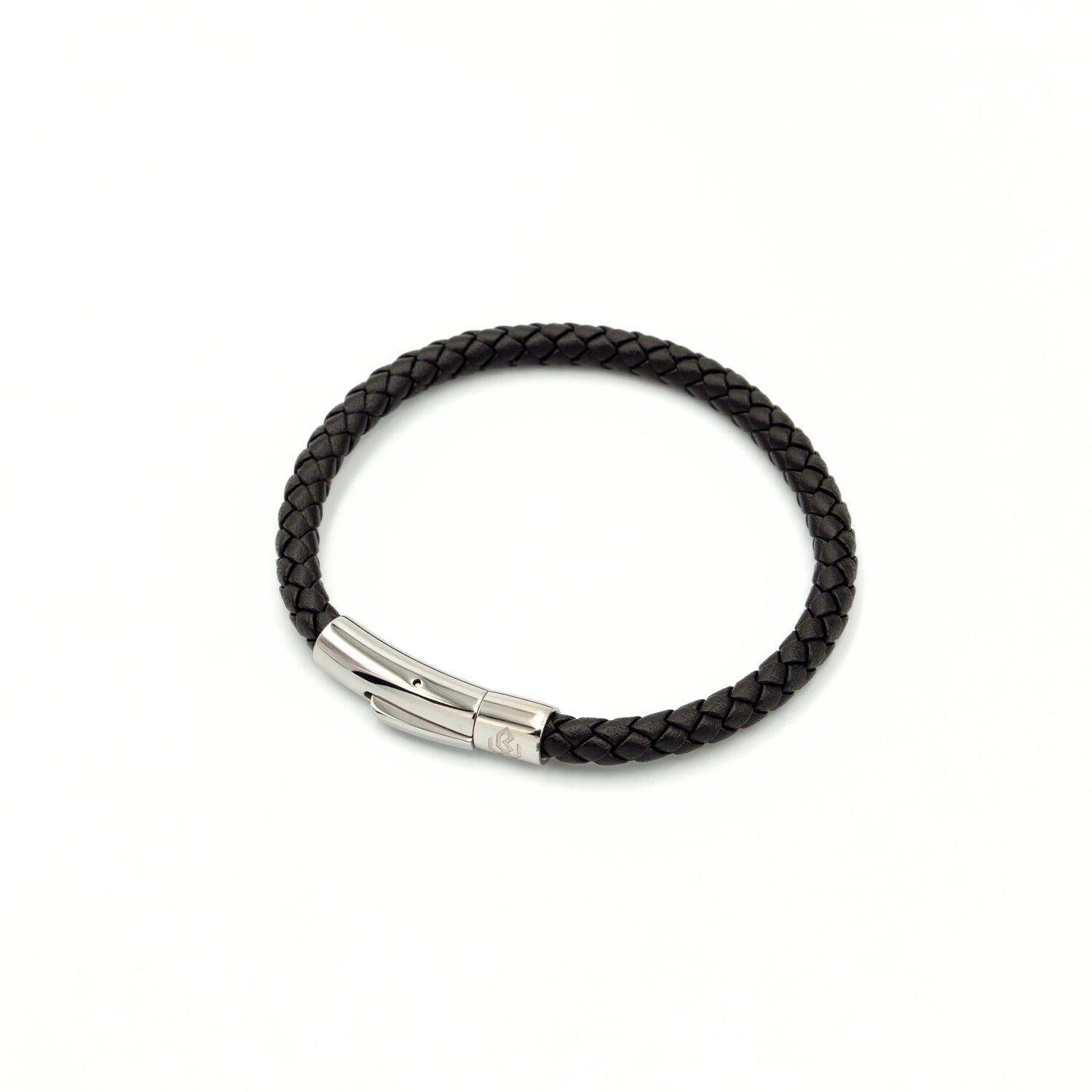 Boldwrist Eclipse twist bracelet Silver and Black Leather