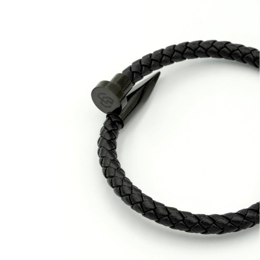 Boldwrist Nail leather bracelet design in black matte