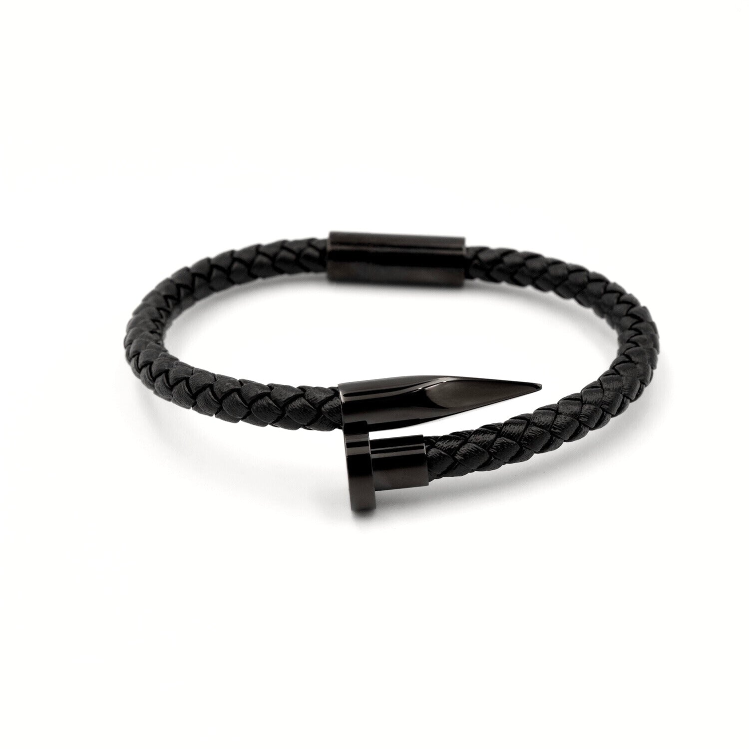 Boldwrist Nail leather bracelet design in black matte