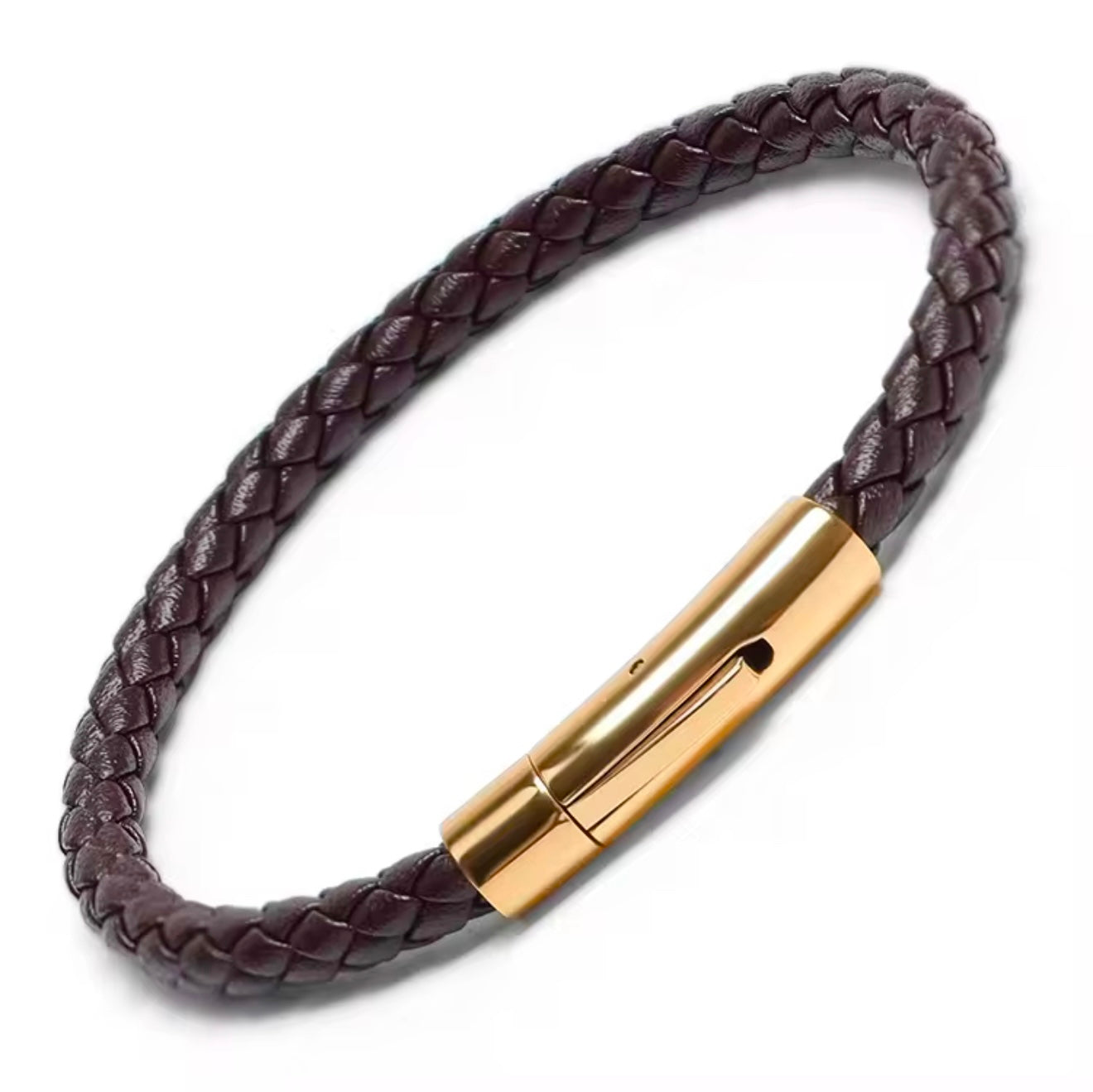 Boldwrist Eclipse twist bracelet Gold and Brown Leather