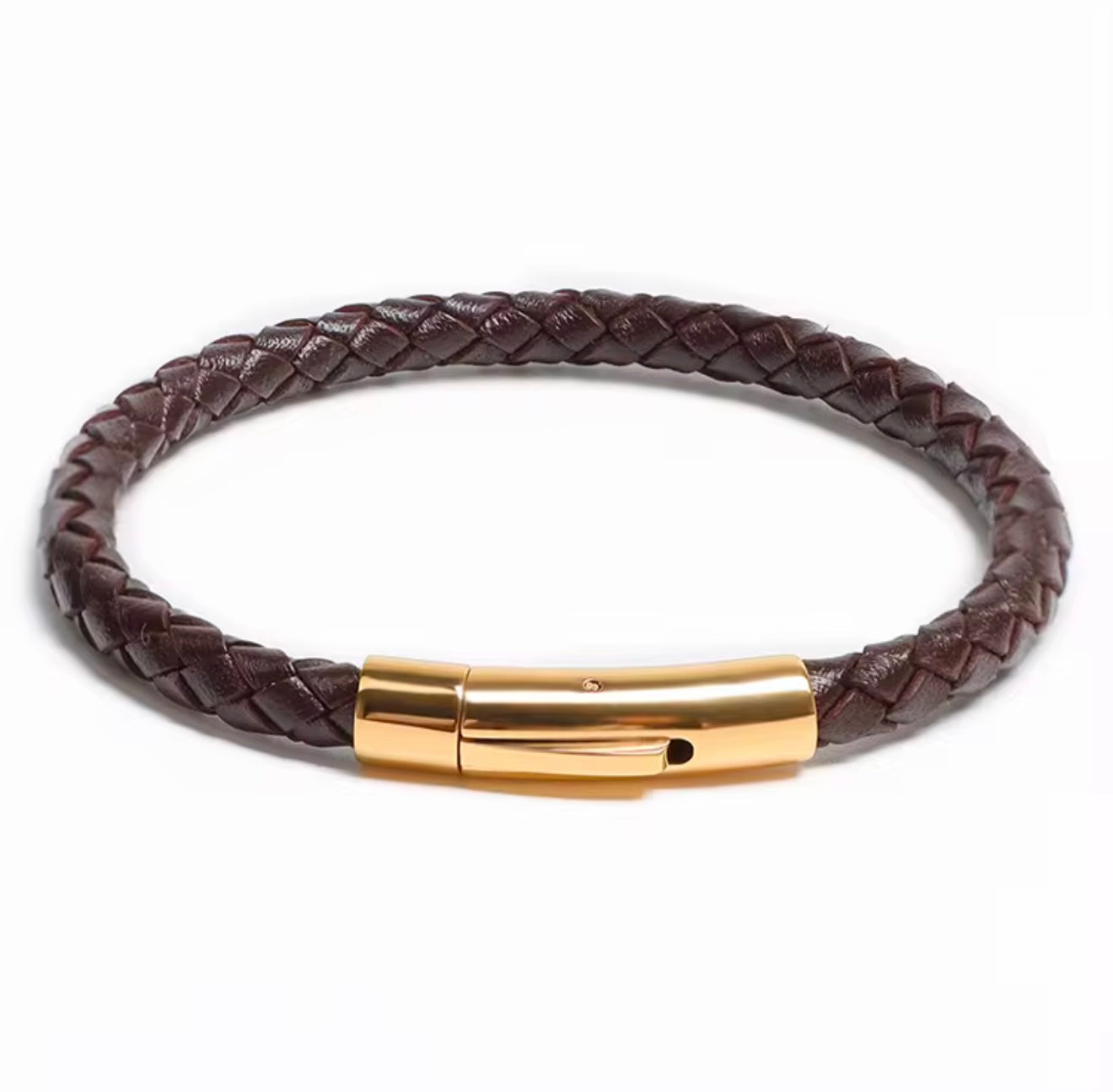 Boldwrist Eclipse twist bracelet Gold and Brown Leather