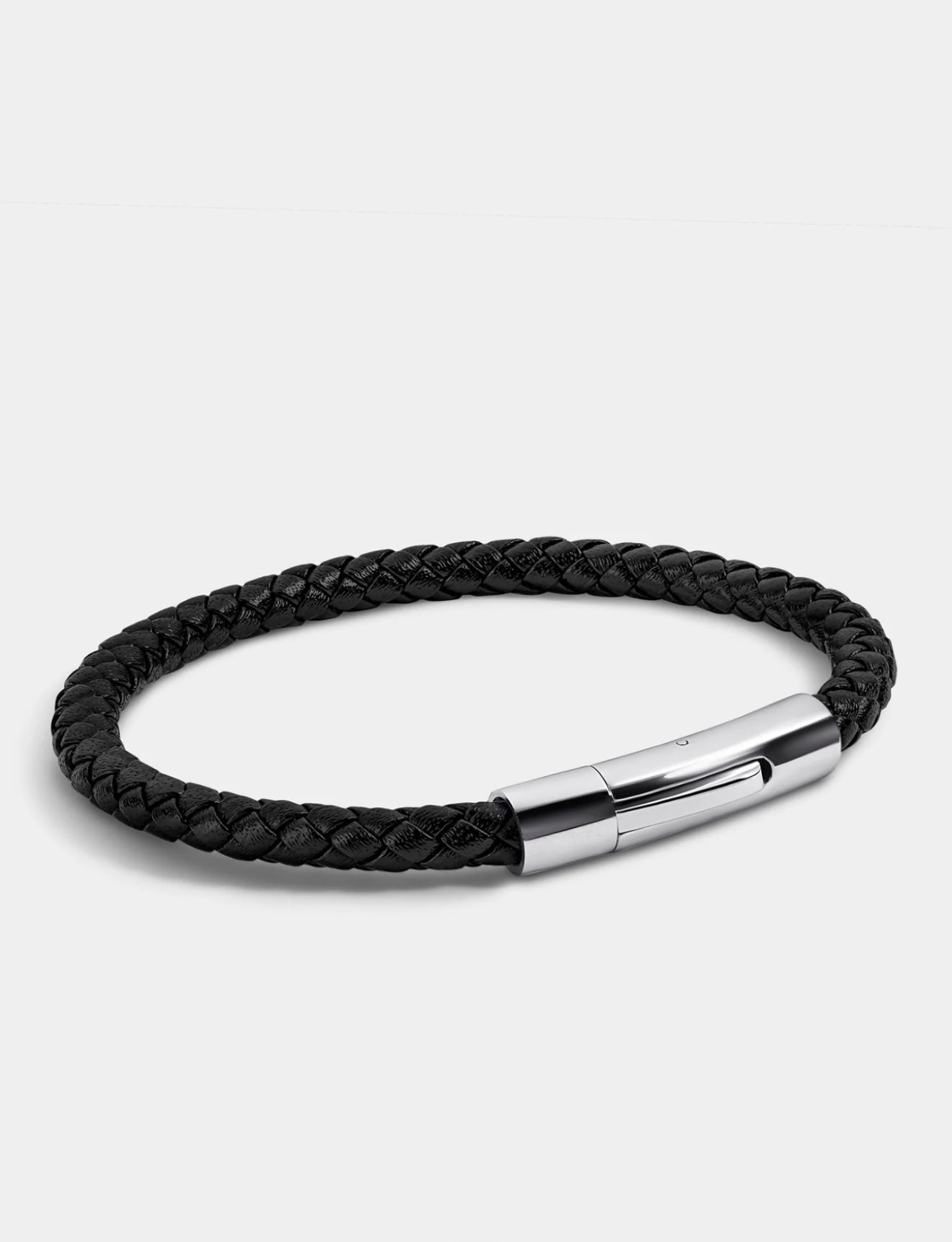 Boldwrist Eclipse twist bracelet Silver and Black Leather