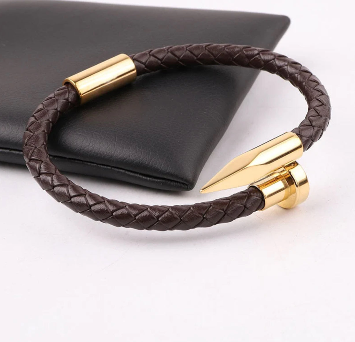 Nail leather bracelet