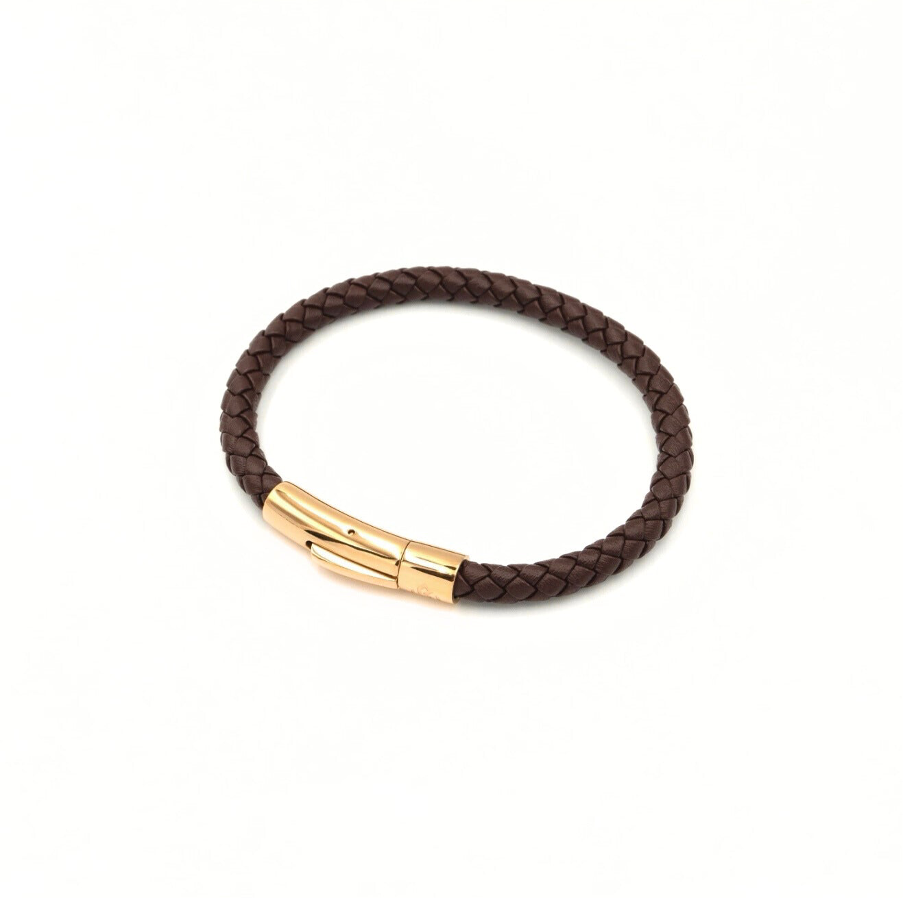 Boldwrist Eclipse twist bracelet Gold and Brown Leather