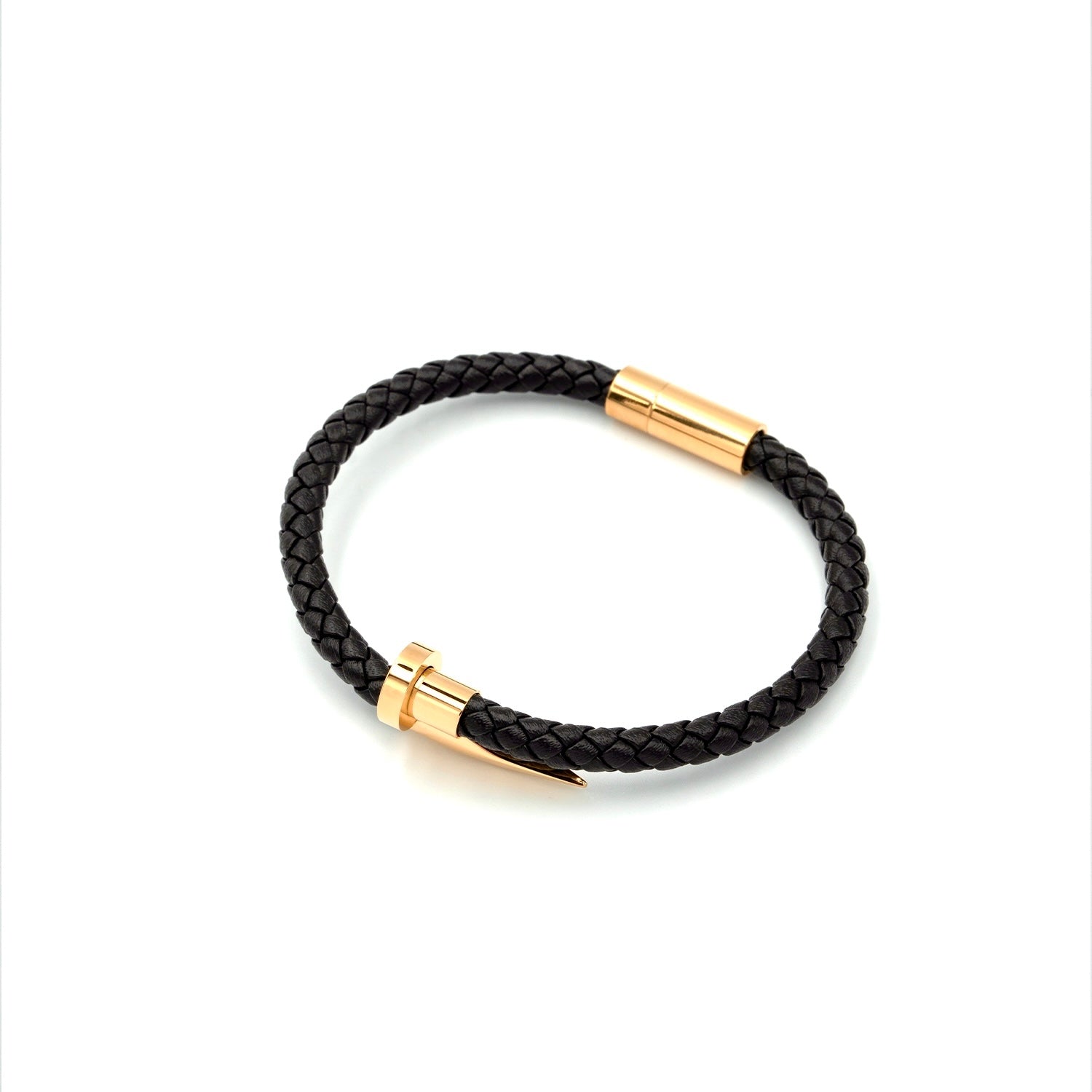 Boldwrist Nail leather bracelet design in gold