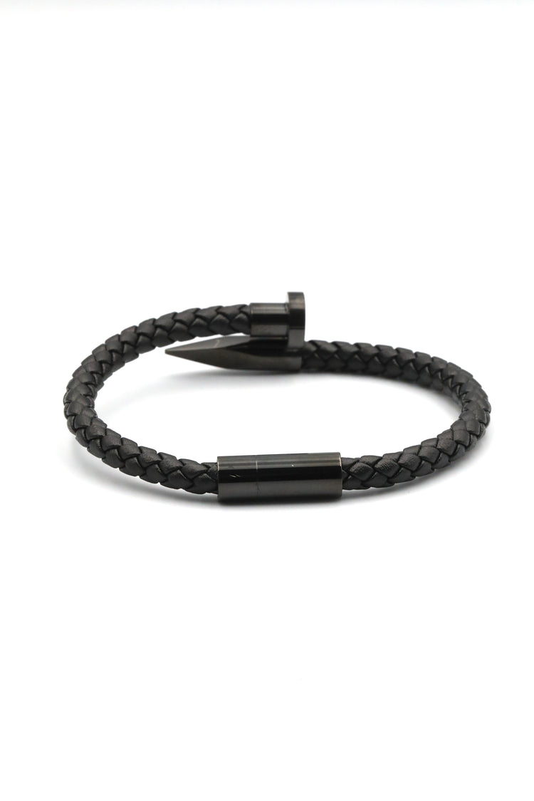 Boldwrist Nail leather bracelet design in black matte