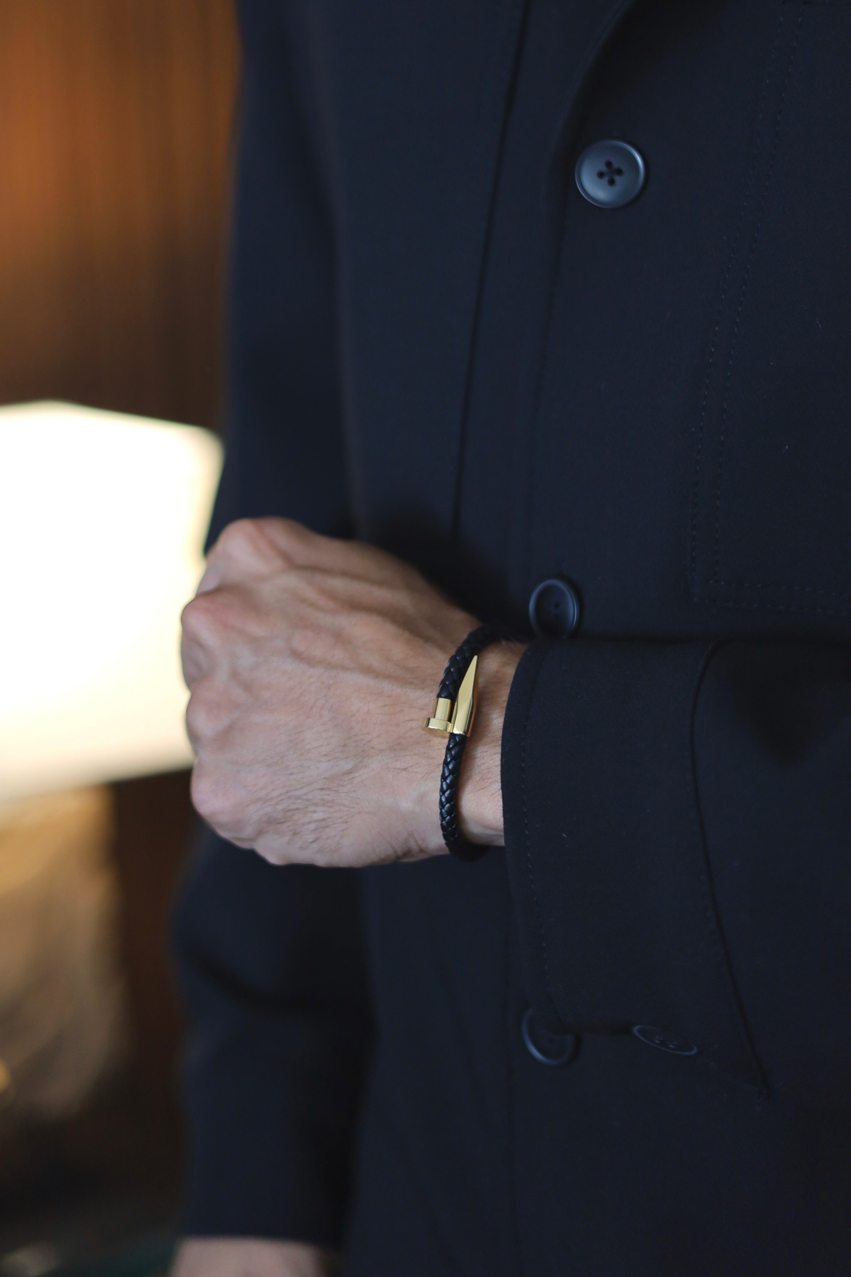Boldwrist Nail leather bracelet design in gold