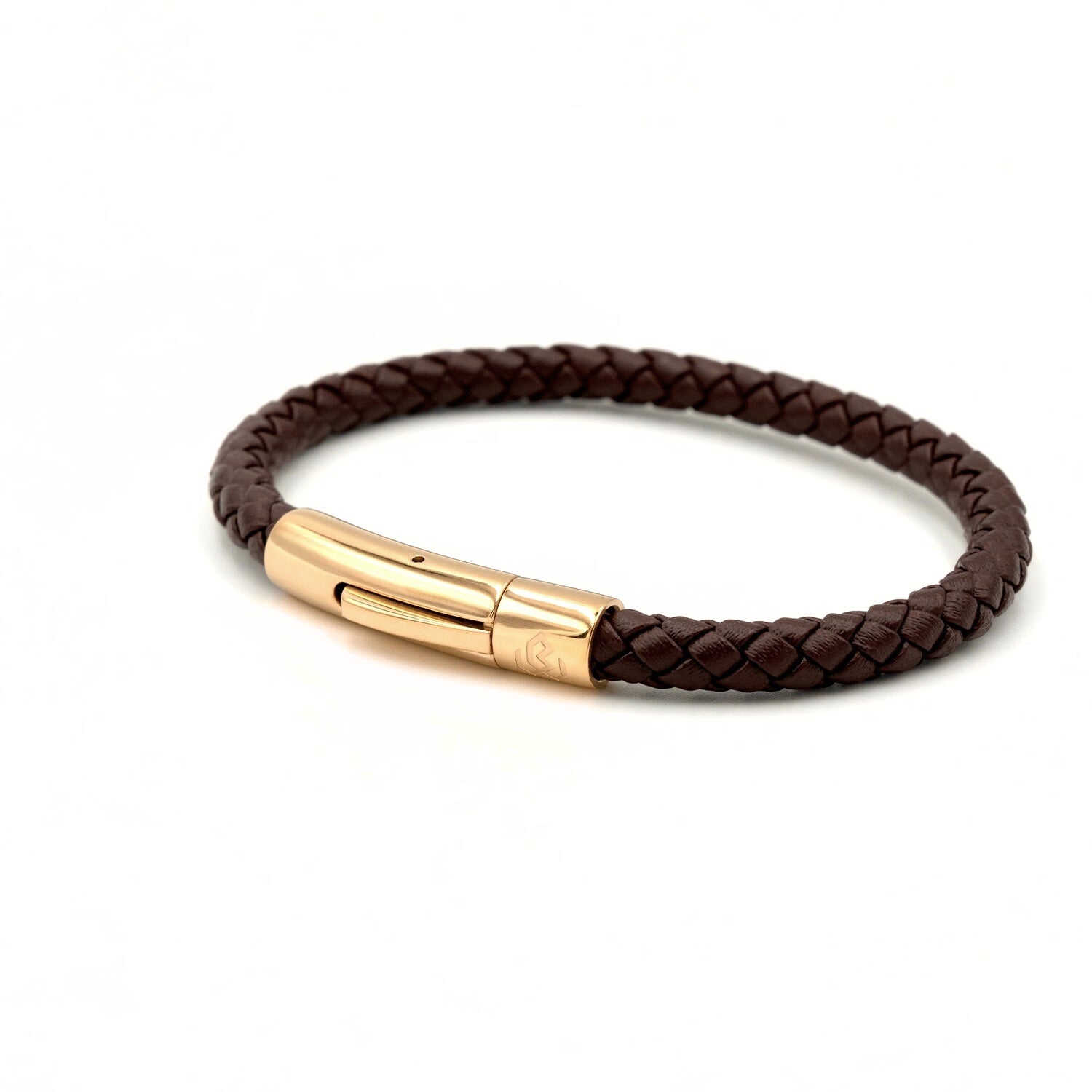 Boldwrist Eclipse twist bracelet Gold and Brown Leather