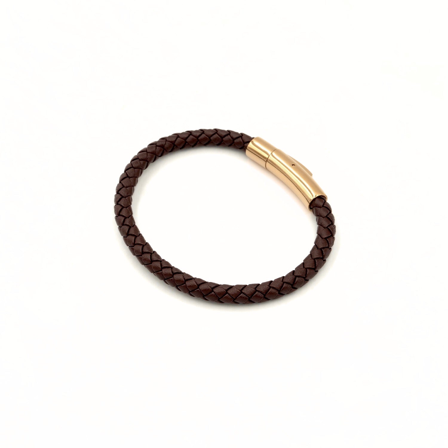 Boldwrist Eclipse twist bracelet Gold and Brown Leather