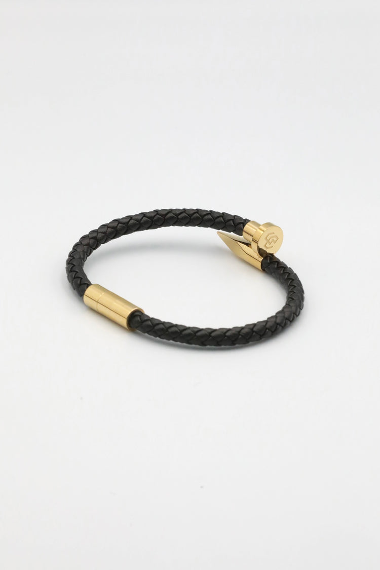 Boldwrist Nail leather bracelet design in gold